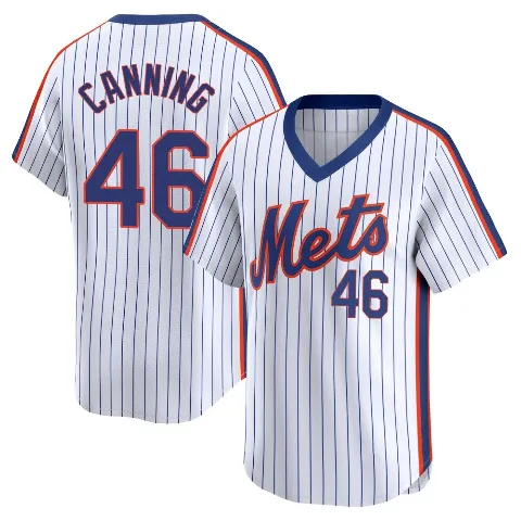 Men's New York Mets ＃46 Griffin Canning White Limited Cooperstown Collection Jersey