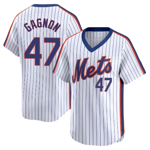 Men's New York Mets ＃47 Drew Gagnon White Limited Cooperstown Collection Jersey