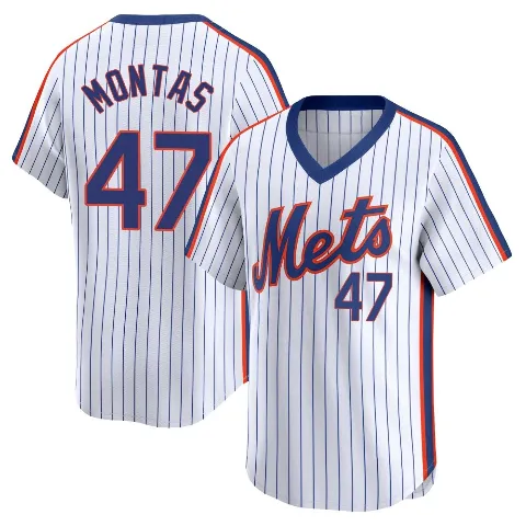 Men's New York Mets ＃47 Frankie Montas White Limited Cooperstown Collection Jersey