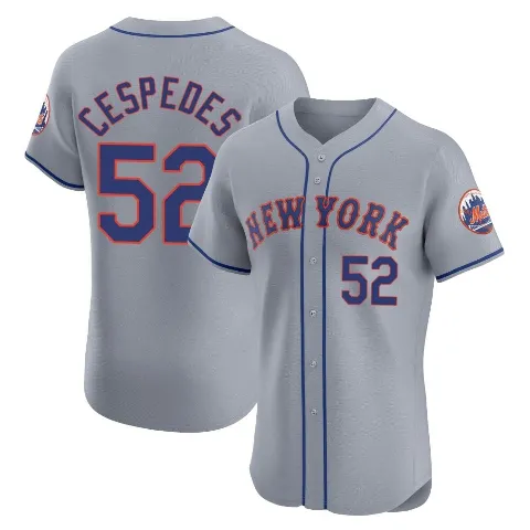 Men's New York Mets ＃52 Yoenis Cespedes Gray Elite Road Jersey