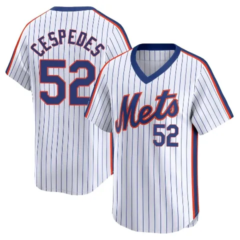 Men's New York Mets ＃52 Yoenis Cespedes White Limited Cooperstown Collection Jersey