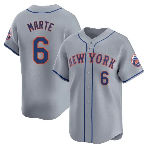 Men's New York Mets ＃6 Starling Marte Gray Limited Away Jersey