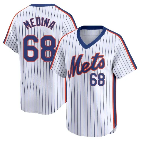 Men's New York Mets ＃68 Adonis Medina White Limited Cooperstown Collection Jersey