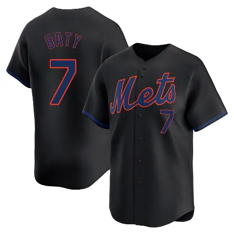 Men's New York Mets ＃7 Brett Baty Black Limited Alternate Jersey