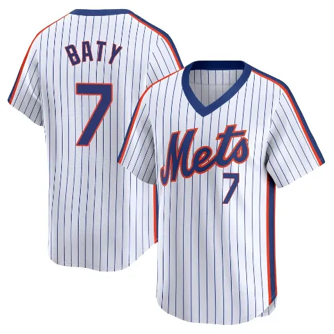 Men's New York Mets ＃7 Brett Baty White Limited Cooperstown Collection Jersey