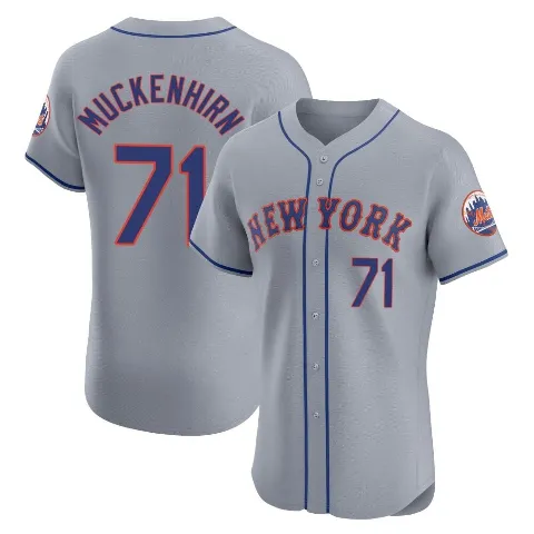Men's New York Mets ＃71 Zach Muckenhirn Gray Elite Road Jersey