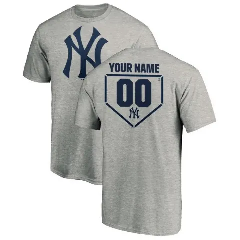 Men's New York Yankees ＃00 Custom T-Shirt Gray Custom RBI T-Shirt - Heathered