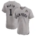 Men's New York Yankees ＃1 Billy Martin Gray Elite Road 2024 World Series Jersey
