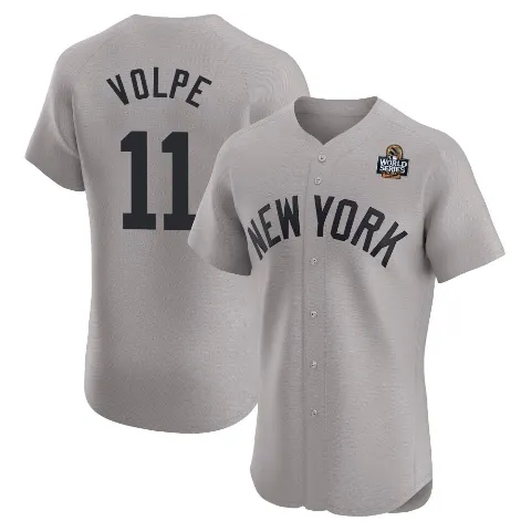 Men's New York Yankees ＃11 Anthony Volpe Gray Elite Road 2024 World Series Jersey