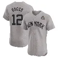 Men's New York Yankees ＃12 Wade Boggs Gray Elite Road 2024 World Series Jersey