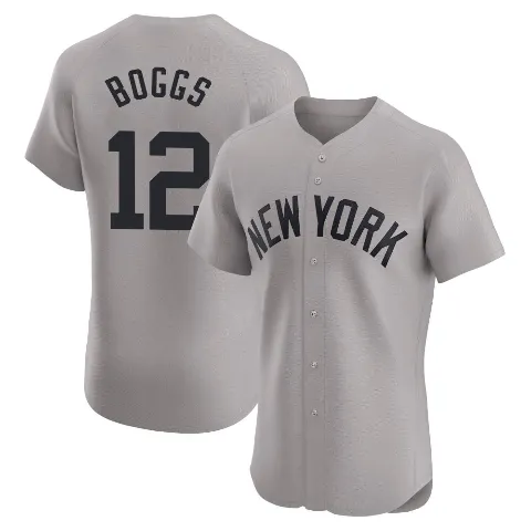 Men's New York Yankees ＃12 Wade Boggs Gray Elite Road Jersey