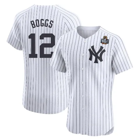 Men's New York Yankees ＃12 Wade Boggs White Elite Home 2024 World Series Jersey