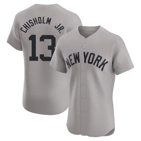 Men's New York Yankees ＃13 Jazz Chisholm Jr. Gray Elite Road Jersey