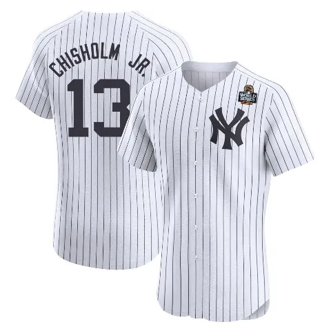 Men's New York Yankees ＃13 Jazz Chisholm Jr. White Elite Home 2024 World Series Jersey