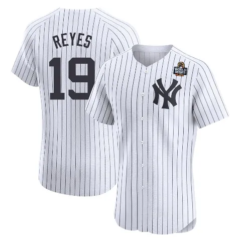 Men's New York Yankees ＃19 Pablo Reyes White Elite Home 2024 World Series Jersey