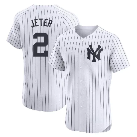 Men's New York Yankees ＃2 Derek Jeter White Elite Home Jersey