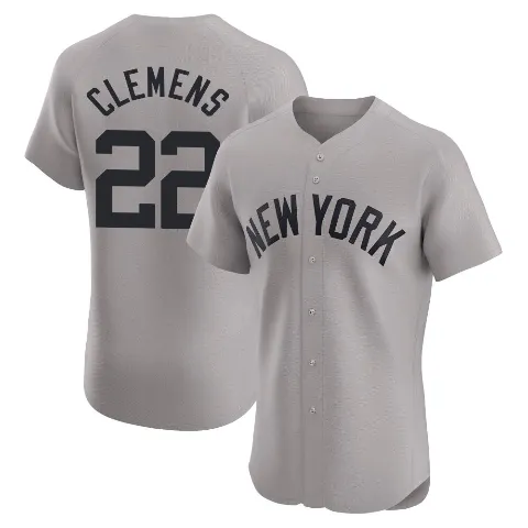 Men's New York Yankees ＃22 Roger Clemens Gray Elite Road Jersey
