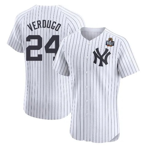 Men's New York Yankees ＃24 Alex Verdugo White Elite Home 2024 World Series Jersey