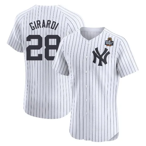 Men's New York Yankees ＃28 Joe Girardi White Elite Home 2024 World Series Jersey