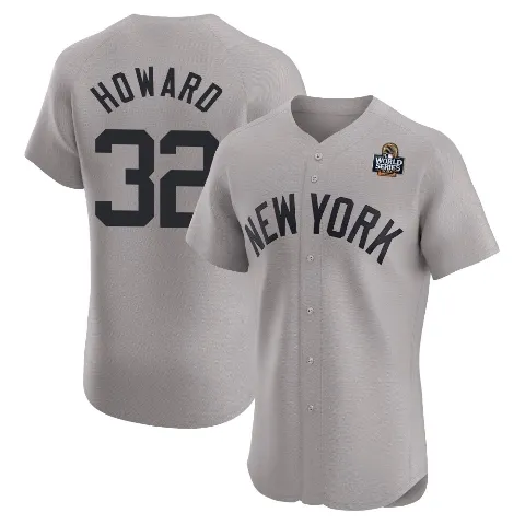 Men's New York Yankees ＃32 Elston Howard Gray Elite Road 2024 World Series Jersey