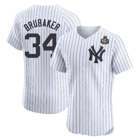 Men's New York Yankees ＃34 JT Brubaker White Elite Home 2024 World Series Jersey