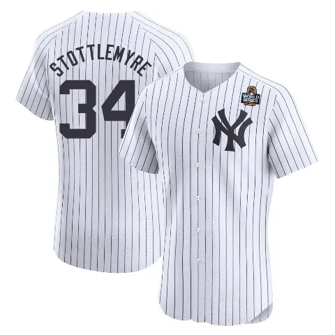 Men's New York Yankees ＃34 Mel Stottlemyre White Elite Home 2024 World Series Jersey