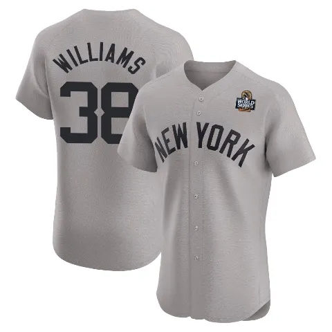 Men's New York Yankees ＃38 Devin Williams Gray Elite Road 2024 World Series Jersey