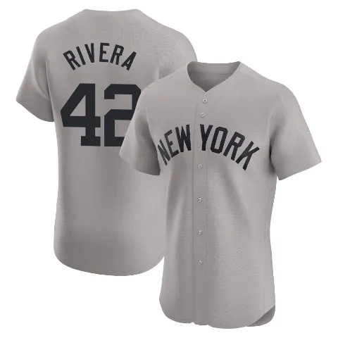 Men's New York Yankees ＃42 Mariano Rivera Gray Elite Road Jersey