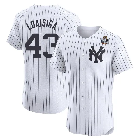 Men's New York Yankees ＃43 Jonathan Loaisiga White Elite Home 2024 World Series Jersey