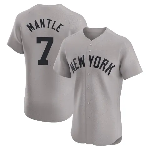 Men's New York Yankees ＃7 Mickey Mantle Gray Elite Road Jersey