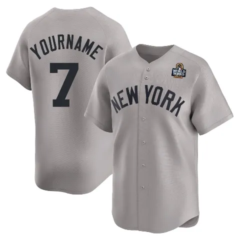Men's New York Yankees ＃7 Mickey Mantle Gray Limited Away 2024 World Series Jersey