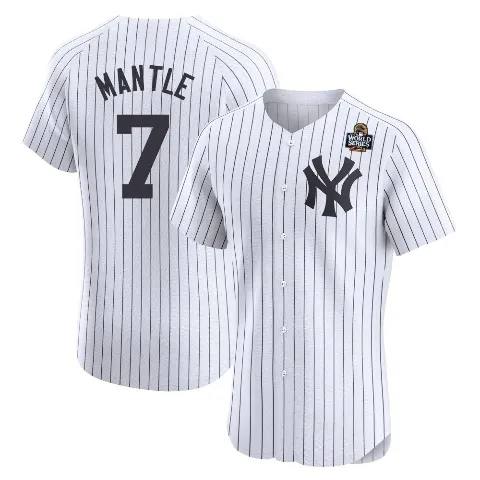 Men's New York Yankees ＃7 Mickey Mantle White Elite Home 2024 World Series Jersey