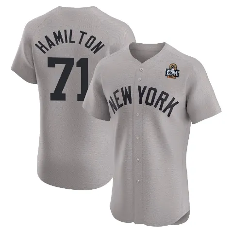 Men's New York Yankees ＃71 Ian Hamilton Gray Elite Road 2024 World Series Jersey