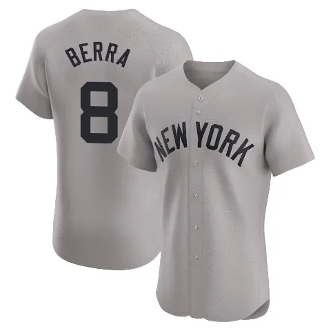 Men's New York Yankees ＃8 Yogi Berra Gray Elite Road Jersey