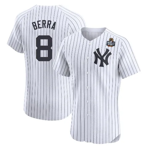 Men's New York Yankees ＃8 Yogi Berra White Elite Home 2024 World Series Jersey