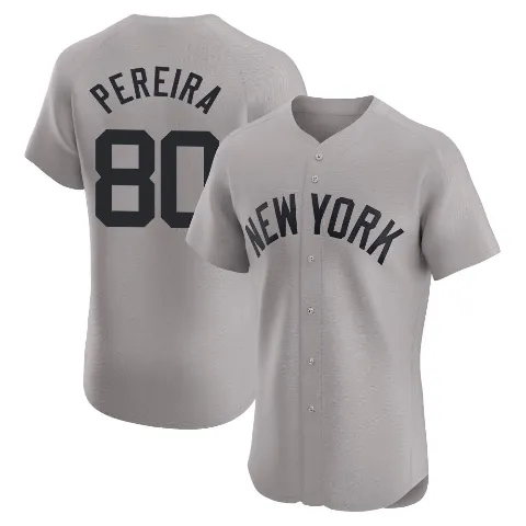 Men's New York Yankees ＃80 Everson Pereira Gray Elite Road Jersey