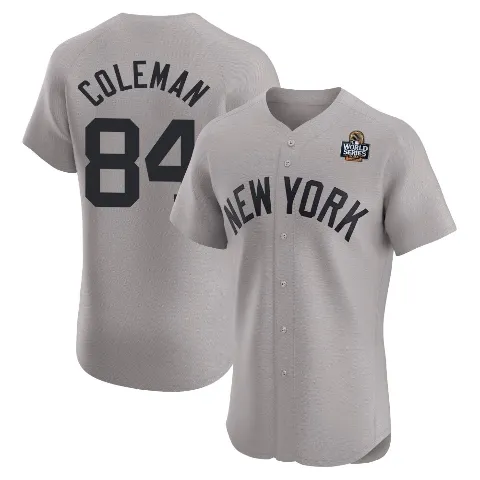 Men's New York Yankees ＃84 Carson Coleman Gray Elite Road 2024 World Series Jersey