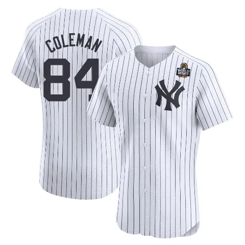 Men's New York Yankees ＃84 Carson Coleman White Elite Home 2024 World Series Jersey