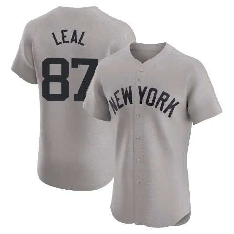 Men's New York Yankees ＃87 Erick Leal Gray Elite Road Jersey