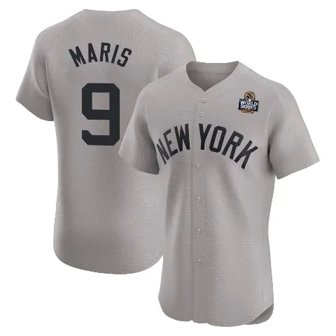 Men's New York Yankees ＃9 Roger Maris Gray Elite Road 2024 World Series Jersey