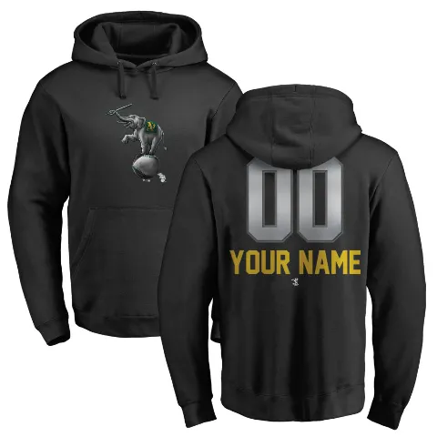 Men's Oakland Athletics ＃00 Custom Hoodie Black Custom Midnight Mascot Pullover Hoodie -