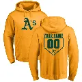 Men's Oakland Athletics ＃00 Custom Hoodie Gold Custom RBI Pullover Hoodie -