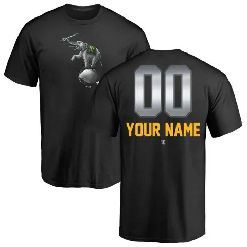 Men's Oakland Athletics ＃00 Custom T-Shirt Black Custom Midnight Mascot T-Shirt -