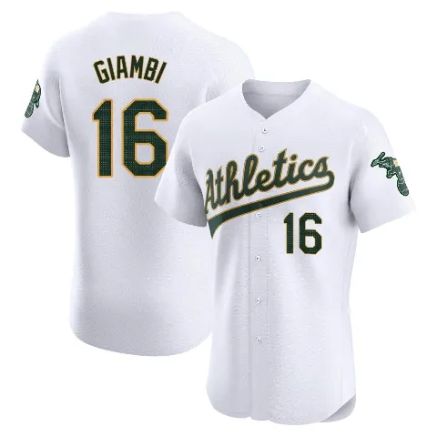 Men's Oakland Athletics ＃16 Jason Giambi White Elite Home Jersey