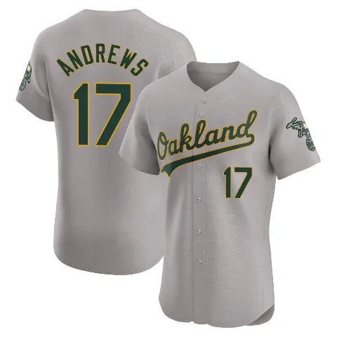 Men's Oakland Athletics ＃17 Mike Andrews Gray Elite Road Jersey