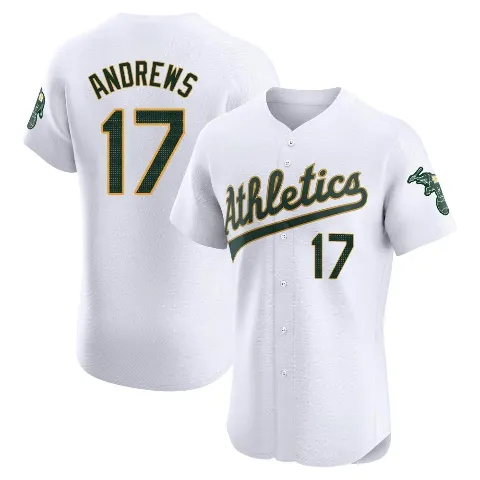 Men's Oakland Athletics ＃17 Mike Andrews White Elite Home Jersey