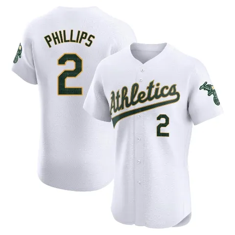 Men's Oakland Athletics ＃2 Tony Phillips White Elite Home Jersey