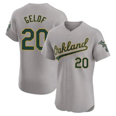 Men's Oakland Athletics ＃20 Zack Gelof Gray Elite Road Jersey
