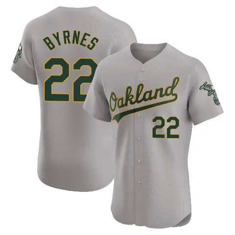 Men's Oakland Athletics ＃22 Eric Byrnes Gray Elite Road Jersey