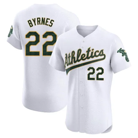 Men's Oakland Athletics ＃22 Eric Byrnes White Elite Home Jersey